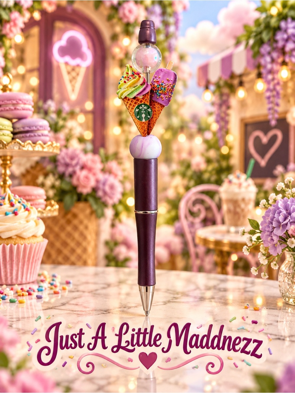 Purple Ice Cream Cone Decorative Pen